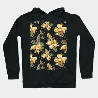 Watercolor and Gold Christmas Pattern Hoodie